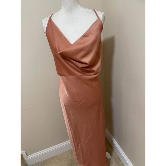 Anthropologie x BHLDN Cali Satin Charmeuse Midi Dress Size 20 - Picture 4 of 9